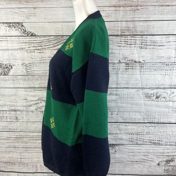 Vintage Koret Cardigan Sweater size Small Green Navy Wool Gold Embroidery Granny - Picture 8 of 11